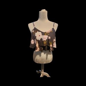 Flynn Skye Black Floral Layered Top